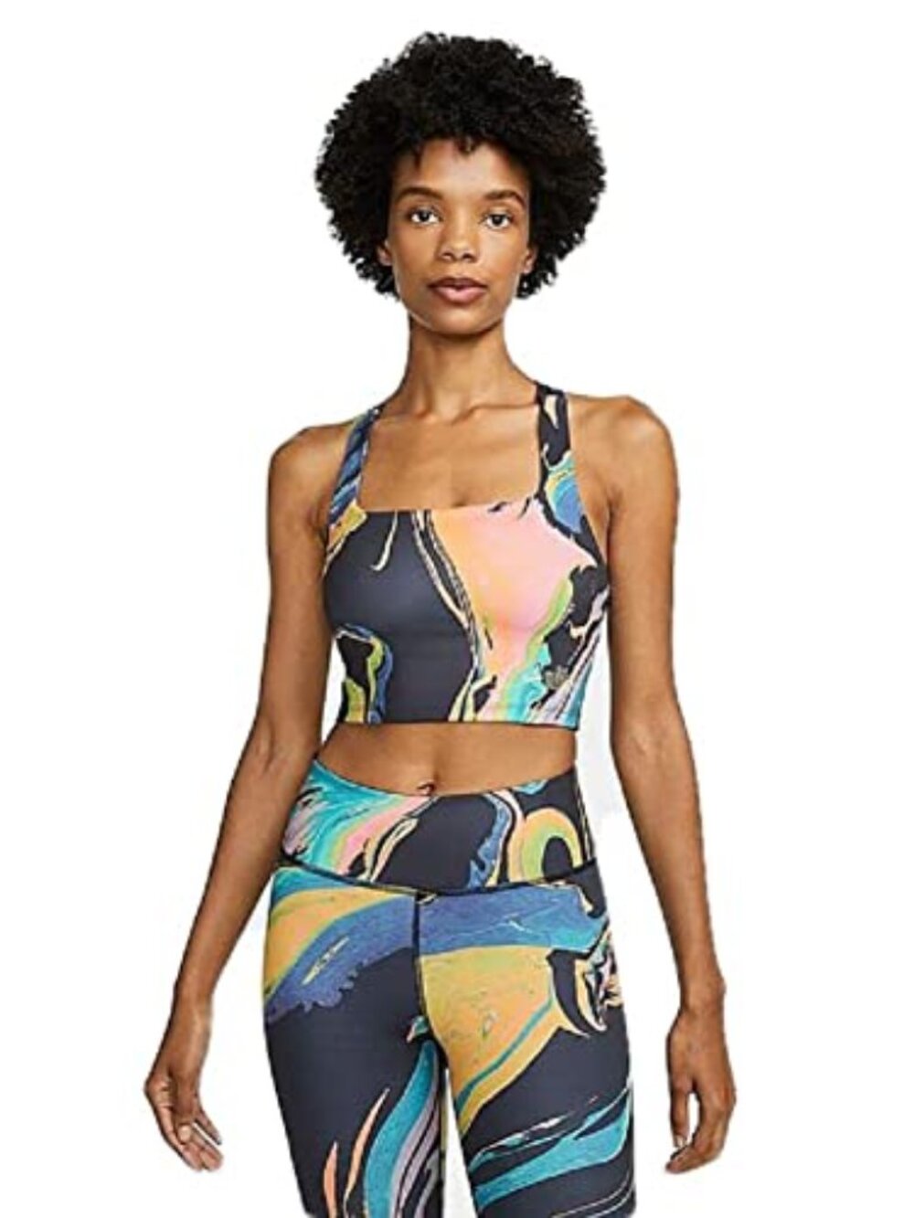 Nike Black and Multicolor Swirl Sports Bra, Size L